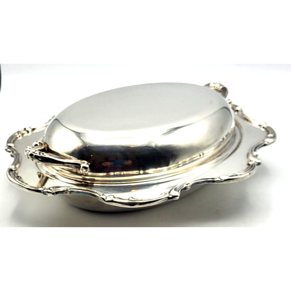 Vintage Silverplate Covered Bread Tray Serving Dish Scalloped Edge 12x10x4" YK - Picture 5 of 9